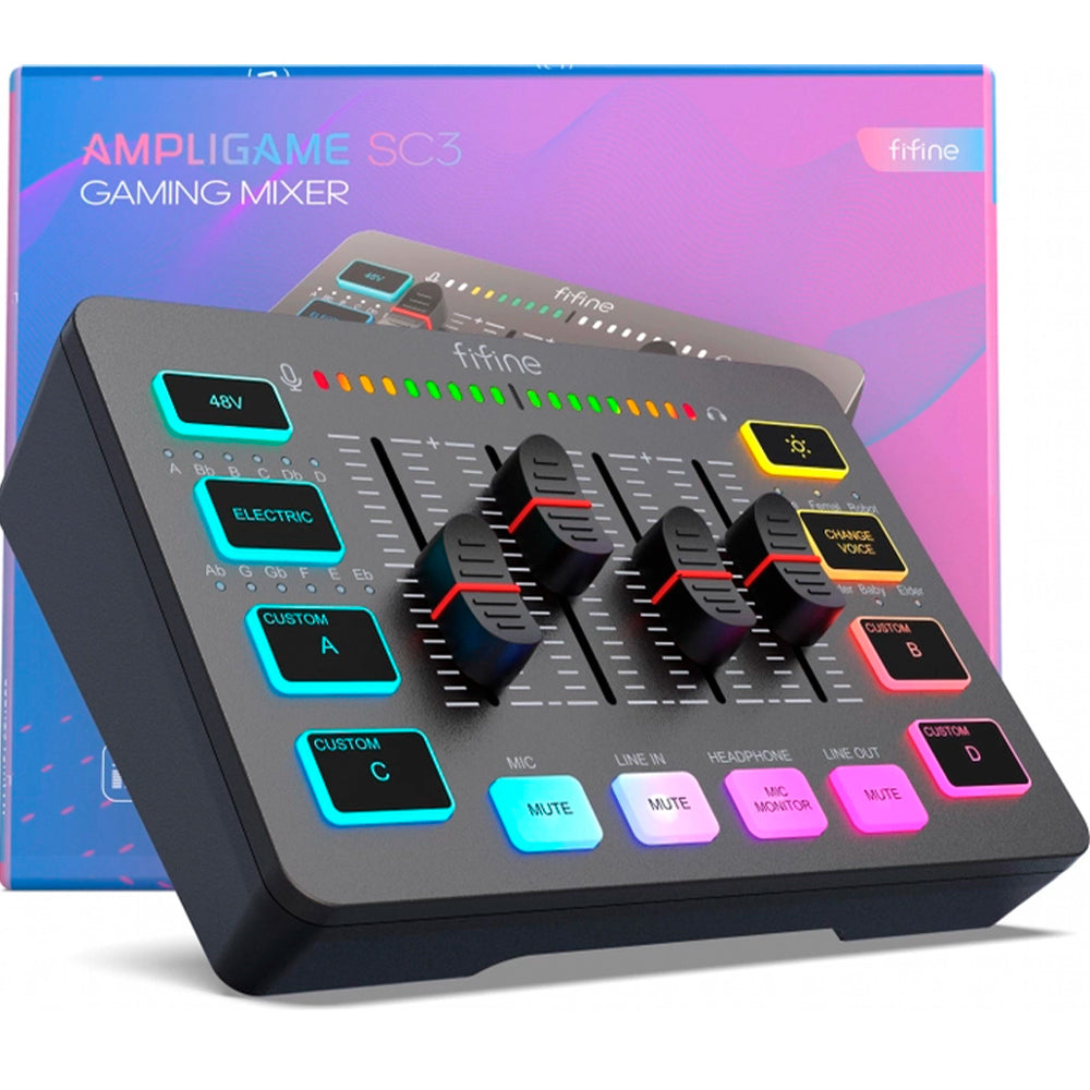 FIFINE SC3 RGB Audio Interface, Black