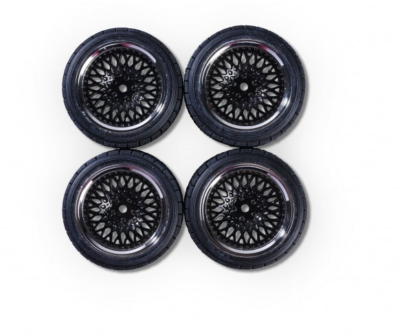 1:10 wheel set (4) Rally Design3 chr./bl