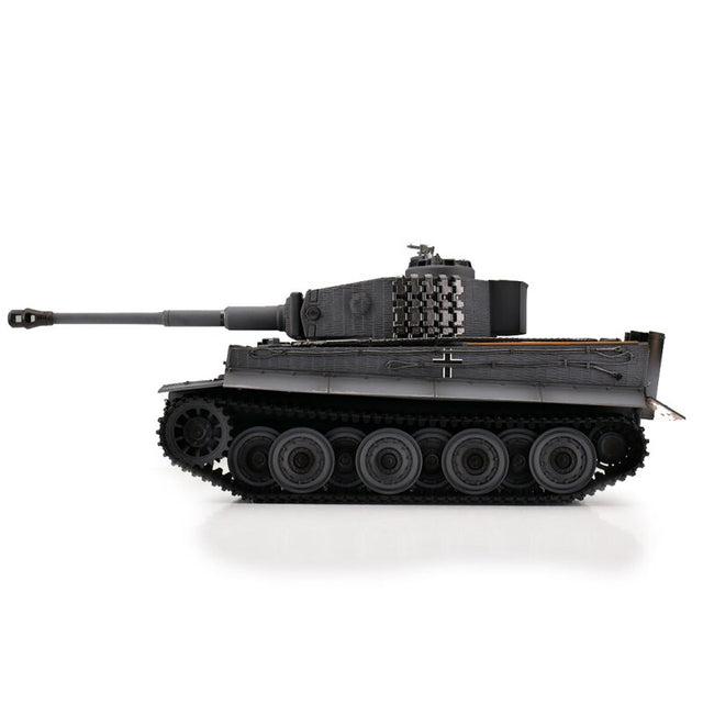 Fjernstyret 1/16 RC Tiger I - grey med BB-kugler, røg og lyd