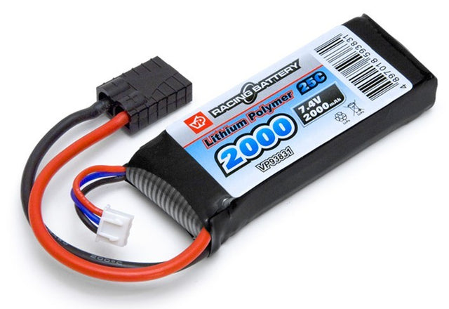 LiPo-batteri 7,4 2000mAh 25C (F.eks. Traxxas 1:16 )