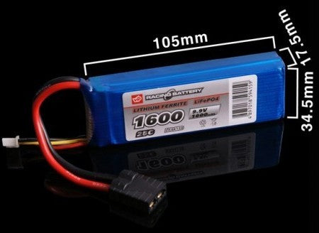 LiFe 9,9 - 1600mAh - 25c - TRX-stik - perfekt til Traxxas 1/16