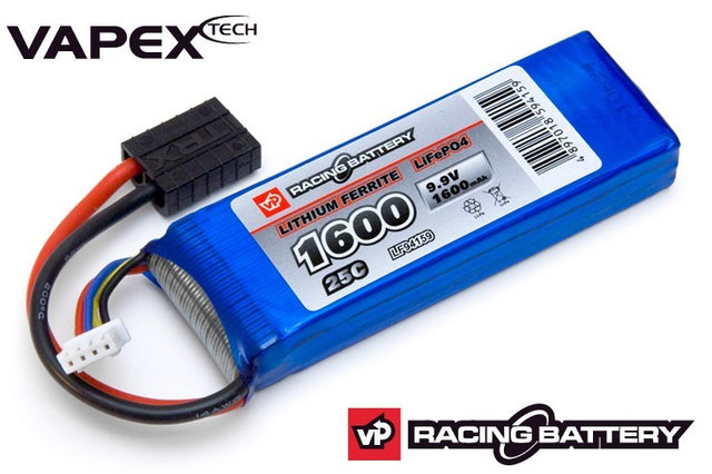 LiFe 9,9 - 1600mAh - 25c - TRX-stik - perfekt til Traxxas 1/16