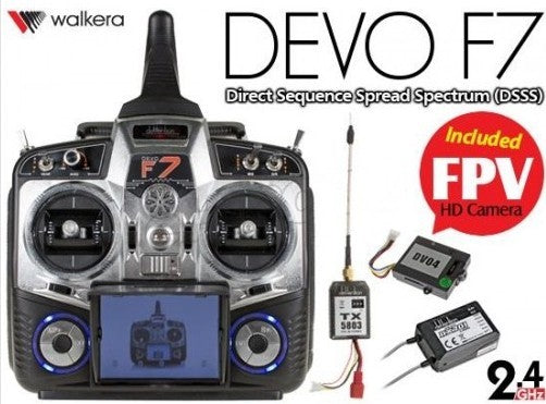 Devo F7 7-kanalers anlæg med indbygget skærm samt FPV og kamera