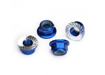Traxxas 8447X Lock Nut Flanged M5 Alu Blue (4)