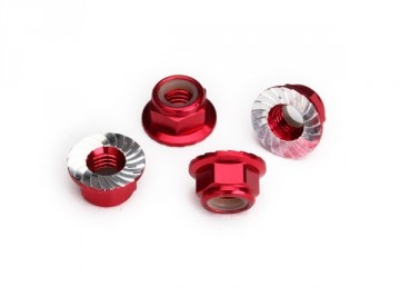 Traxxas 8447R Lock Nut Flanged M5 Alu Red (4)