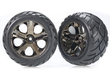 Traxxas 3776A Tires & Wheels Anaconda/All-Star Black Chrome 2.8" Front (2)