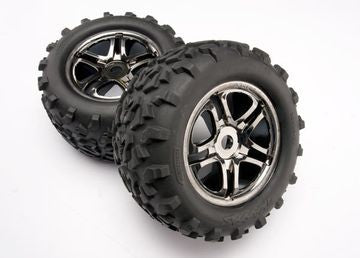 Traxxas 4983A Tires & Wheels Maxx/SS Black Chrome (17mm) 3.8" TSM (2)