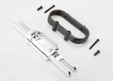 Traxxas 5336A Bumper, rear (chrome)/ bumper mount, rear/ 4x10mm BCS (2)/ 3
