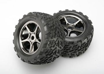 Traxxas 5374X Tires & Wheels Talon/Gemini Black Chrome (17mm) 3,8" TSM (2)