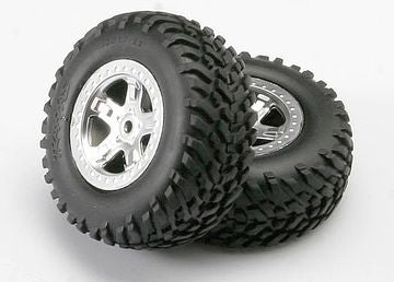 Traxxas 5973 Tires & Wheels SCT/SCT Satin Chrome (14mm) (2)
