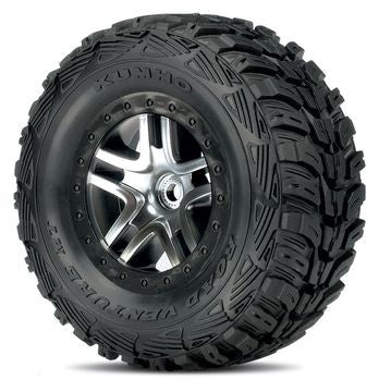 Traxxas 6874R Tires & Wheels Kumho S1/S-Spoke Chrome-Black 4WD/2WD Rear