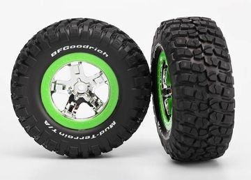 Traxxas 6876 Tires & Wheels BFGoodrich/SCT Chrome-Green 4WD/2WD Rear (2)