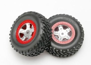 Traxxas 7073A Tires & Wheels SCT/SCT-Red Chrome 1/16 (2)