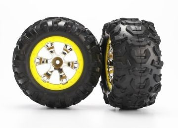 Traxxas 7276 Tires & Wheels Canyon AT/Geode Chrome-Yellow 2.2" 1/16 (2)