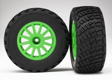 Traxxas 7473X Tires & Wheels BFGoodrich/Green Rally 1/10 TSM (2)