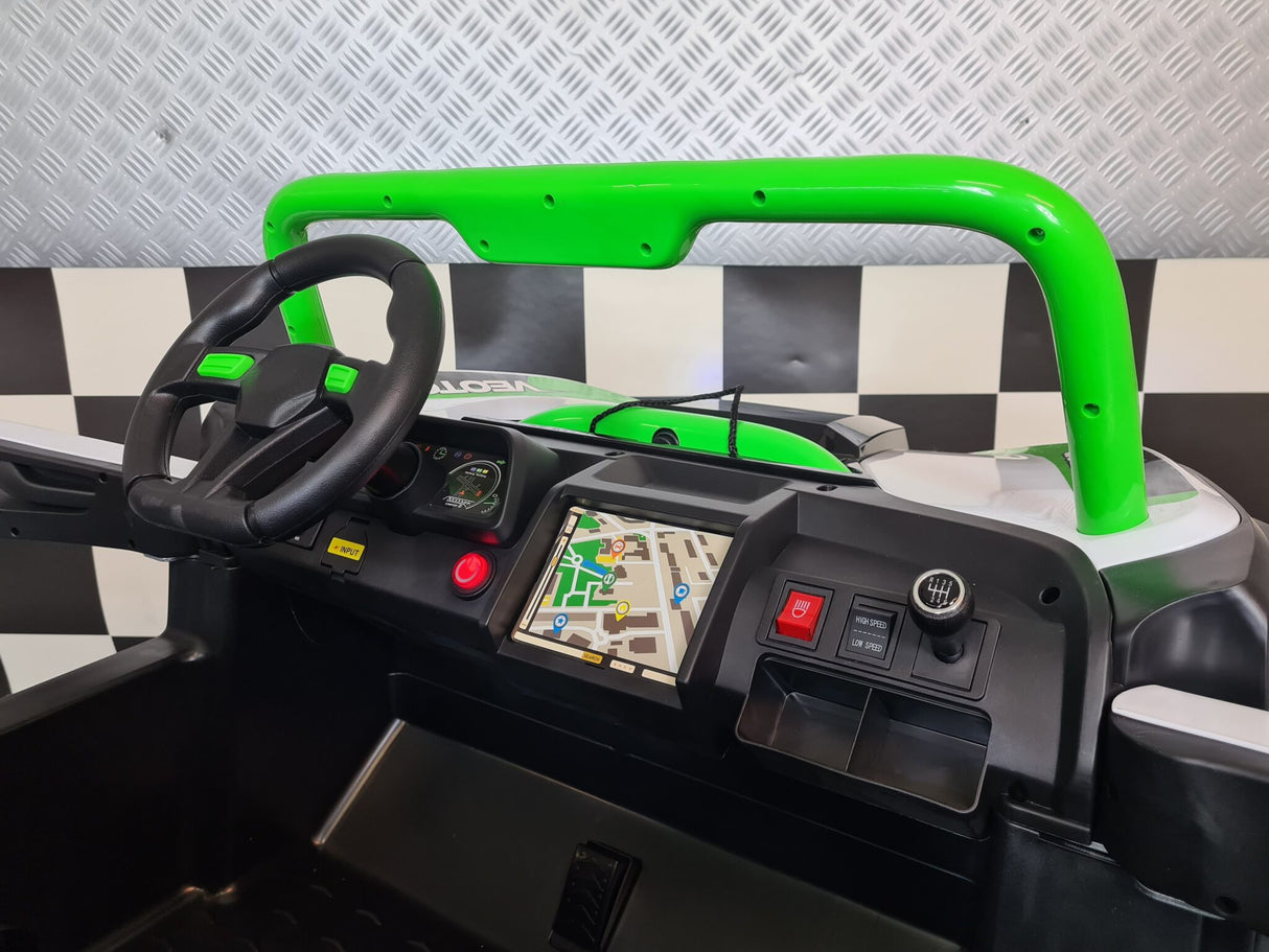Elektrisk børnebuggy 24 volt 2-personers hvid / grøn