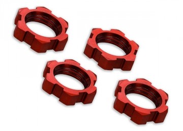 Traxxas 7758R Wheel nuts Splined 17mm Alu. Red (4)