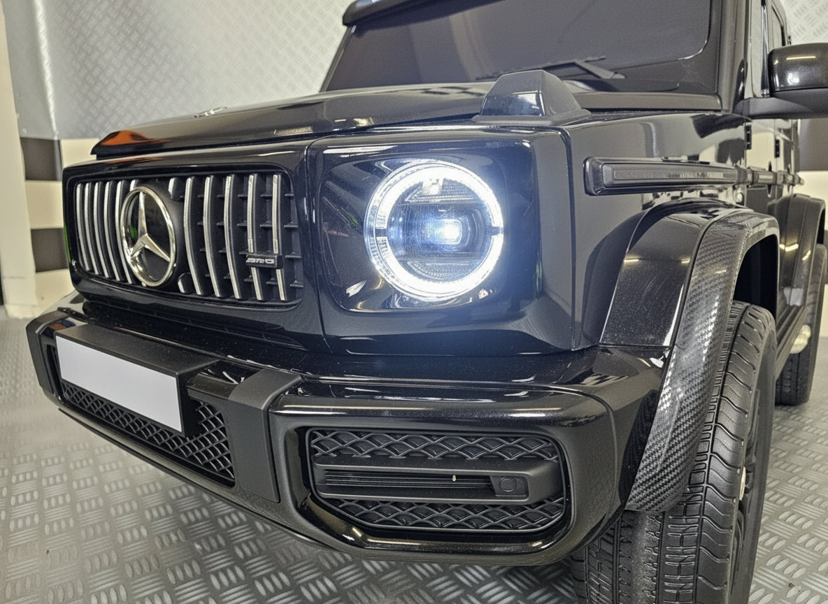 Children's car Mercedes G63 AMG 4×4 24 volt 2 persons metallic black