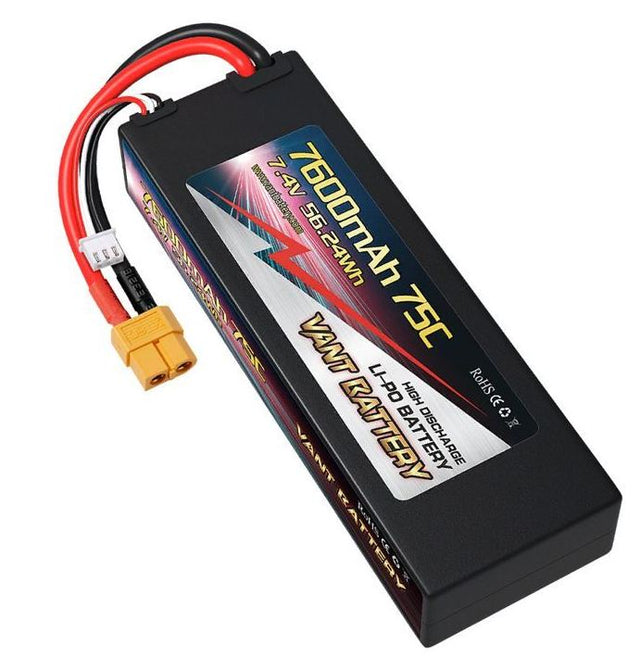 LiPo batteri 2s 7.4v 7600mAh 75c XT60 stik hardcase