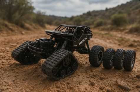Fjernstyret Rock Crawler bil med 2 sæt dæk 2-i-1