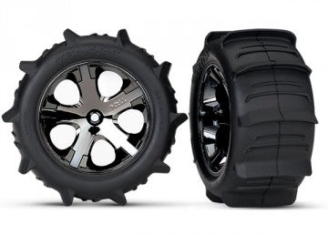 Traxxas 3776 Tires & Wheels Paddel/ All-Star Black Chrome 2.8" TSM Rear