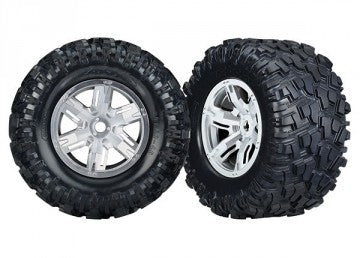 Traxxas 7772R Tires & Wheels Maxx AT/X-Maxx Satin Chrome (2)