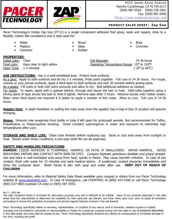 Stærk lim til f.eks. Gummi ZAP-GOO Glue 29.5ml