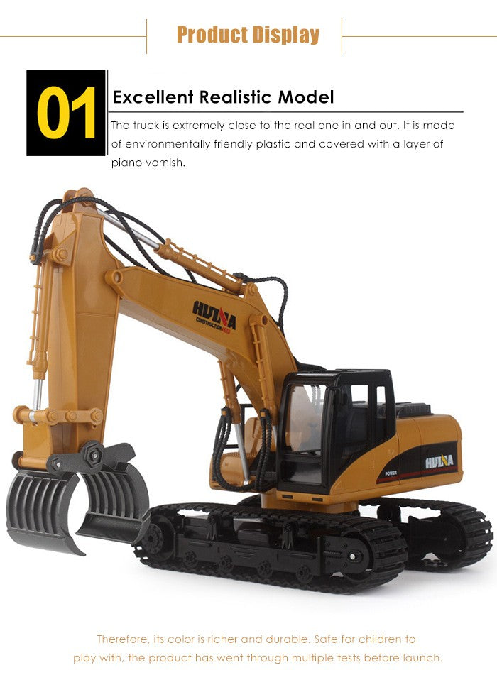 HUINA 1570 1:14 2.4GHz 16CH RC Alloy Log Grabber Truck - RTR - YELLOW