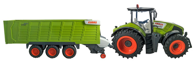 Stor flot fjernstyet Traktor med tippevogn / trailer - Claas Axion 870