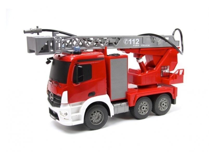Fjernstyret Mercedes brandbil med vandsprøjte og styrbar stige!