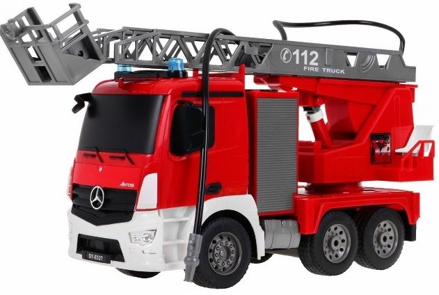 Fjernstyret Mercedes brandbil med vandsprøjte og styrbar stige!