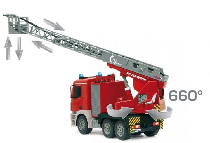 Fjernstyret Mercedes brandbil med vandsprøjte og styrbar stige!