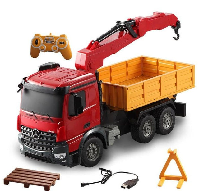 Fjernstyret Mercedes-Benz Arocs kranbil med styrbar kran