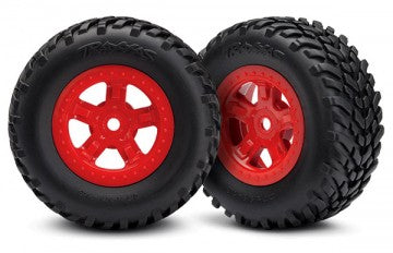 TRAXXAS 7674R Tires & Wheels SCT Red (2)