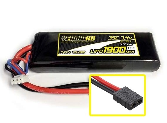 LiPo 7,4V 1900mAh 2s 35c Traxxas stik - Perfekt LiPo 1/16 - YEL2819
