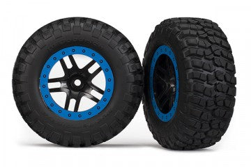 Traxxas 5885A Tires & Wheels BFGoodrich/S-Spoke Black-Blue 2WD Front (2)