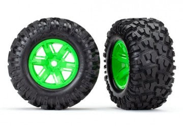 Traxxas 7772G Tires & Wheels Maxx AT/X-Maxx Green (2)