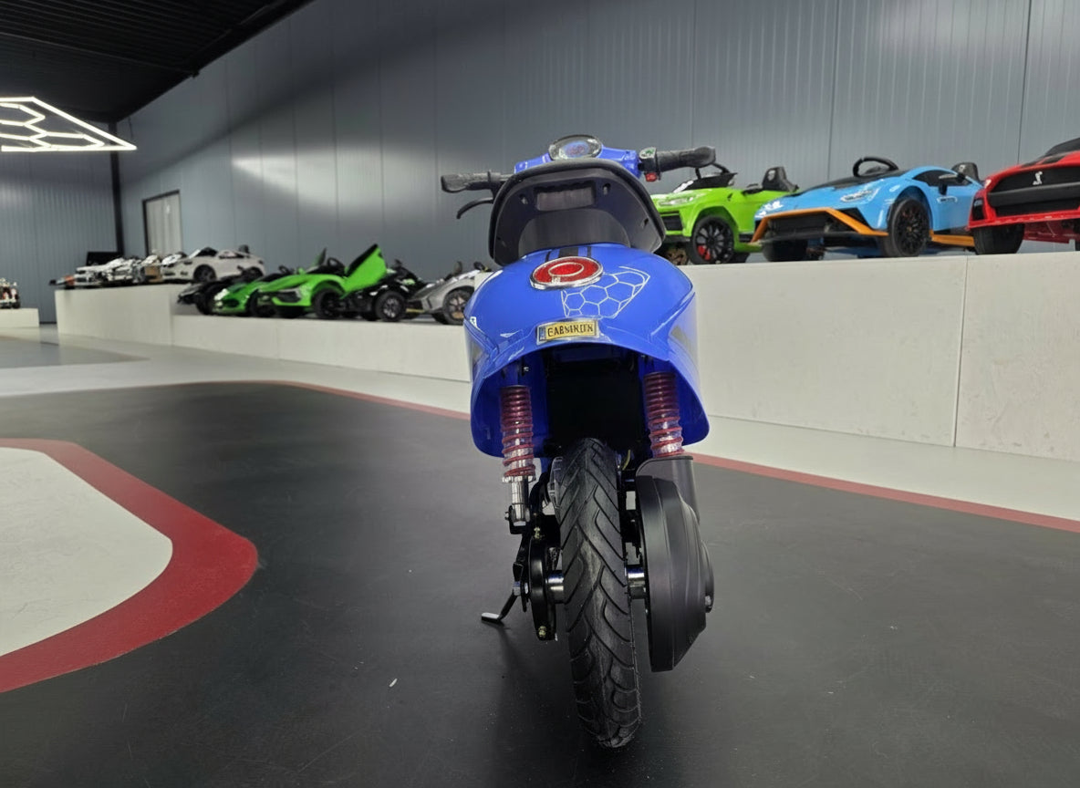 Blue electric children's scooter 24V