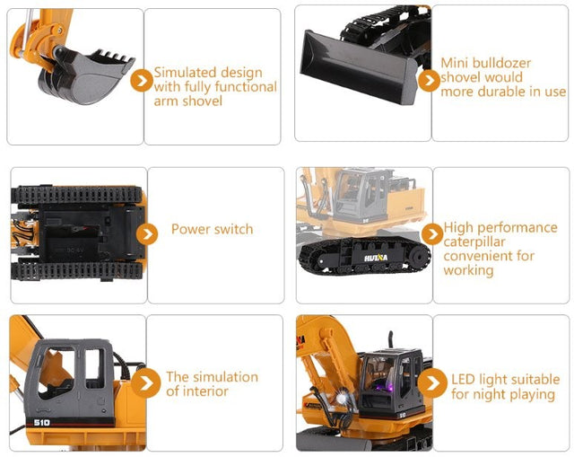 Fjernstyret gravko med bevægelig skraber foran - 11 funktioner!