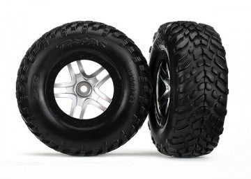 Traxxas 6892R Tires & Wheels SCT S1/S-Spoke Chr.-Black 4WD/2WD Rear TSM(2)