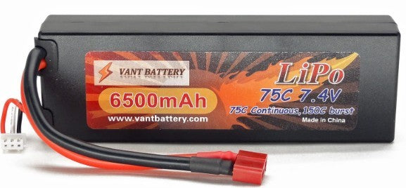 2S 6500mAh 75c LiPo batteri t-plug deans stik