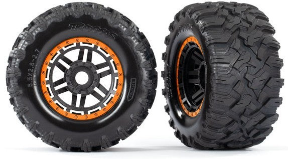 TRX8972T Tires & Wheels Maxx/Black/Orange (17mm) 2.8 TSM (2)