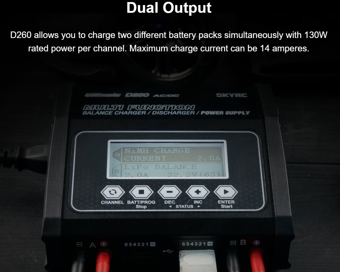 SkyRC D250 Ultimate Duo 250W - AC/DC Balance Charger / Discharger / Power Supply