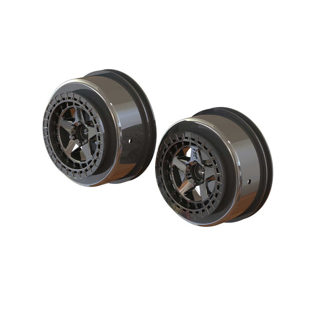 ARRMA 1/10 SC Front/Rear 2.2/3.0 Wheels 14mm Hex Black Chrome (2)
