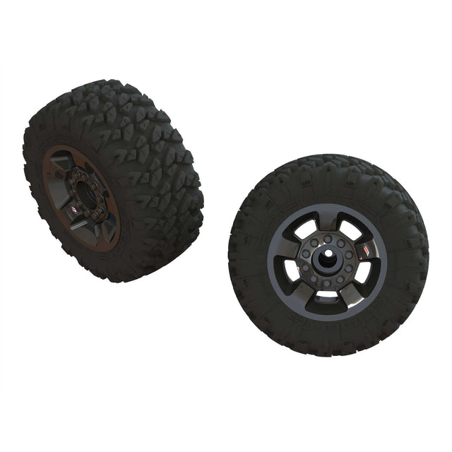 ARRMA 1/8 RAGNAROK MT Front/Rear 2.8 Pre-Mounted Tires ST 14mm Hex Black Chrome (2)