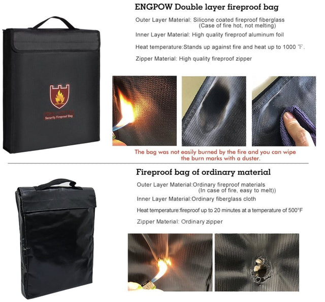 Stor luksus vand og brand- og eksplosions-sikker pose - med lynlås og hank