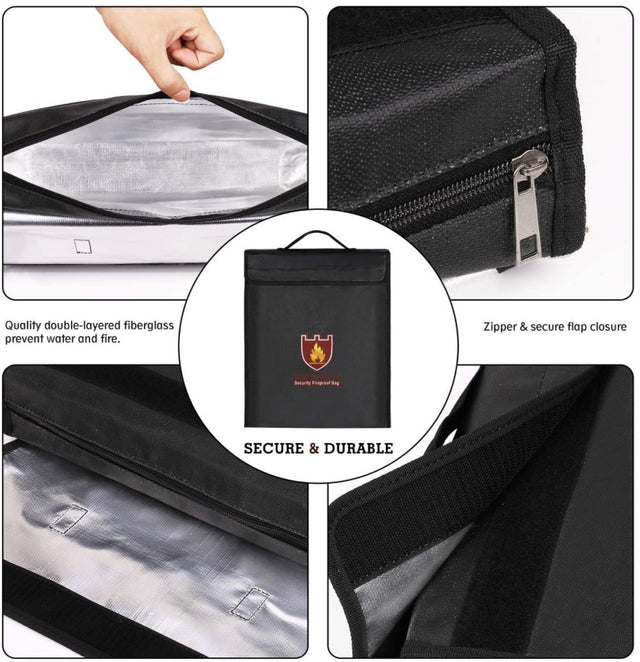 Stor luksus vand og brand- og eksplosions-sikker pose - med lynlås og hank