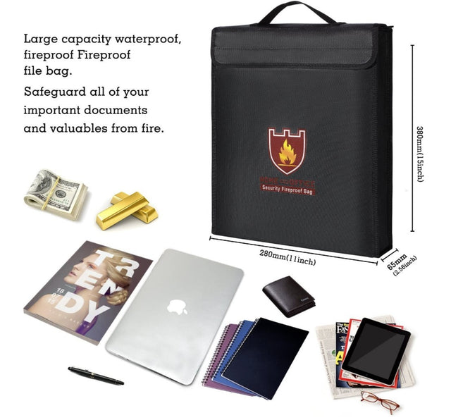 Stor luksus vand og brand- og eksplosions-sikker pose - med lynlås og hank