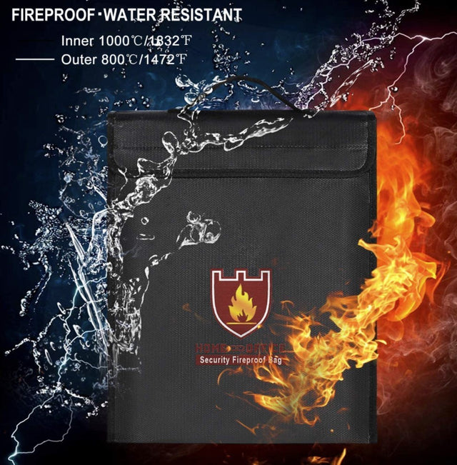 Stor luksus vand og brand- og eksplosions-sikker pose - med lynlås og hank