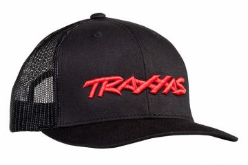 Traxxas 1182-BLR Trucker Hat Curved Bill Black (Red Logo)